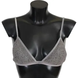 Ermanno Scervino Sequined Gray Triangolo Bra Luxury Underwear