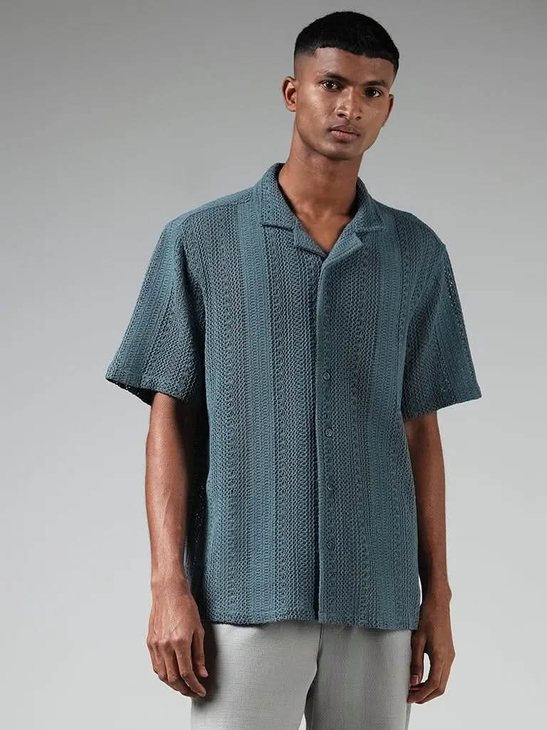 ETA Dark Teal Knitted Resort-Fit Shirt