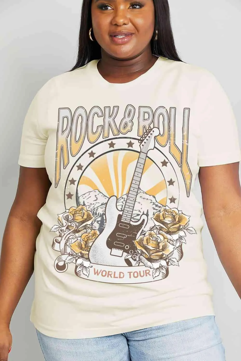 Full Size ROCK & ROLL Graphic Cotton Tee