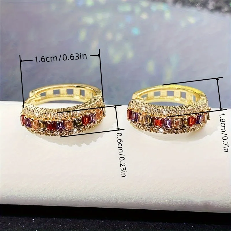 Glamorous 18K Gold Plated Hoop Earrings with Topaz and Zircon