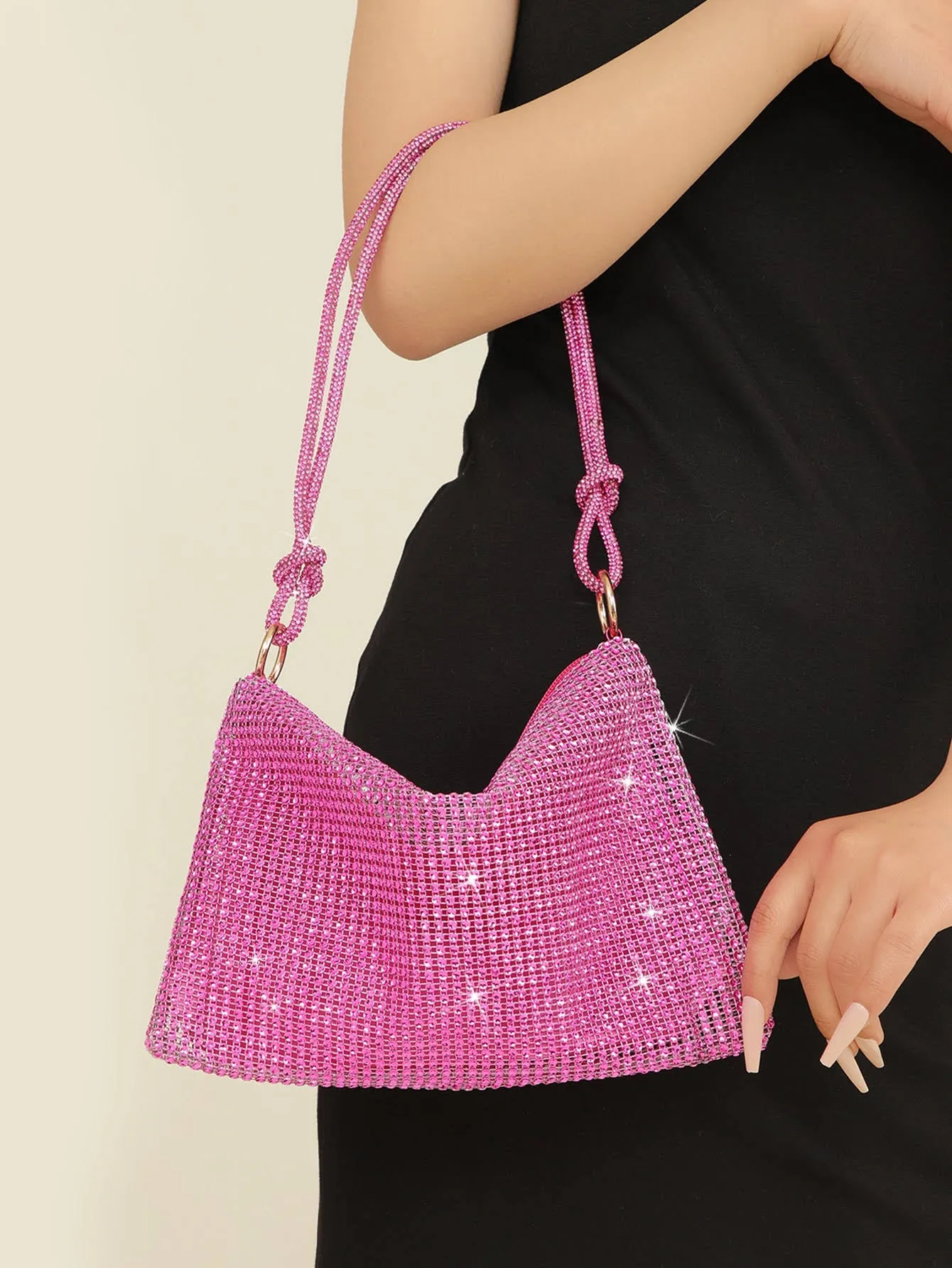 Glitter Bling Pink Sequin Rhinestone Decor Bag