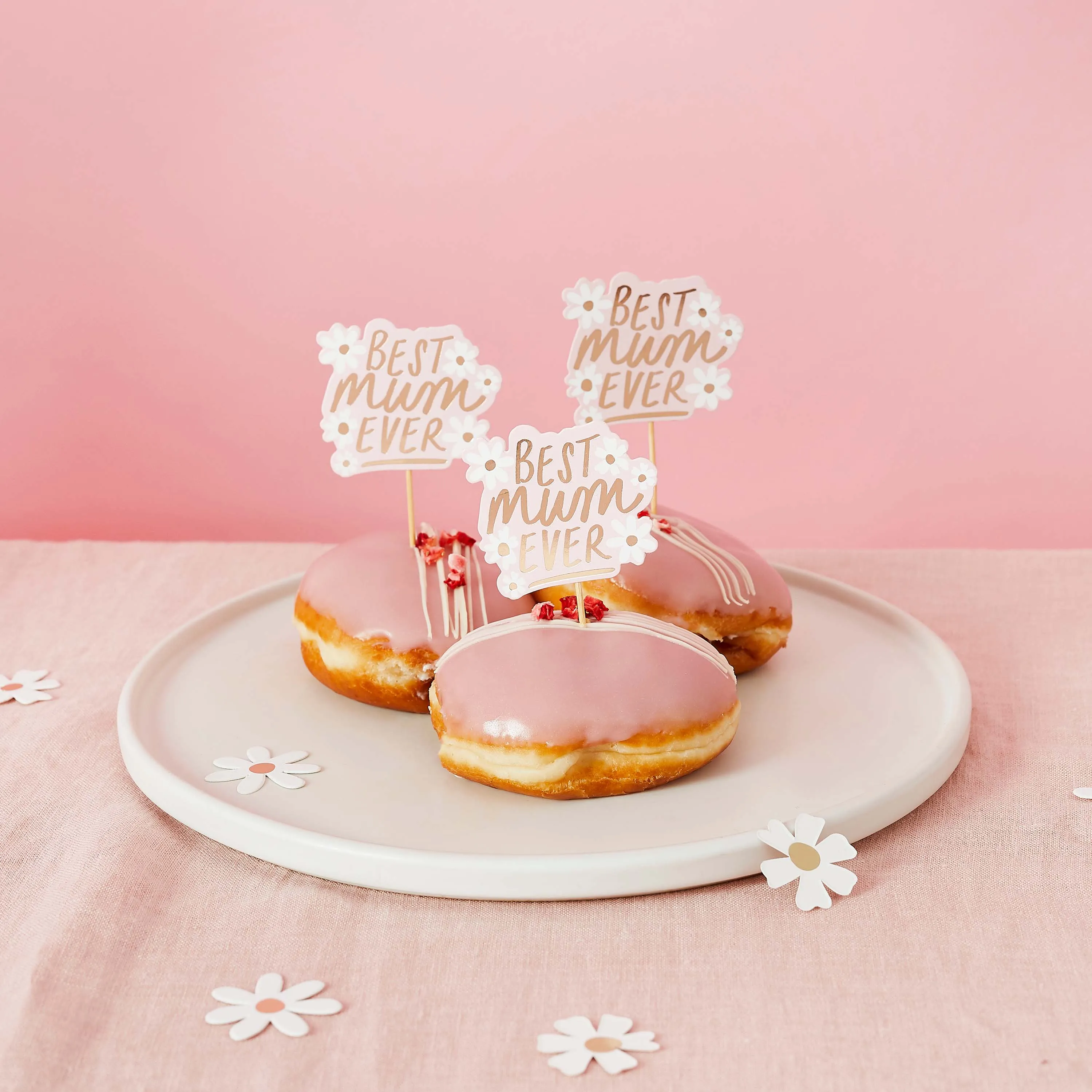 Gold 'Best Mum Ever' Daisy Cake Topper set