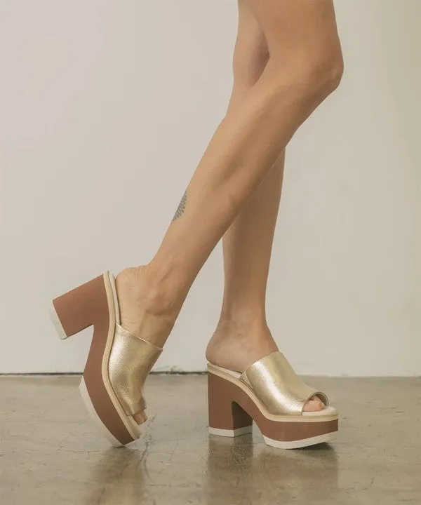 Gold Multi-Layer Platform Heel