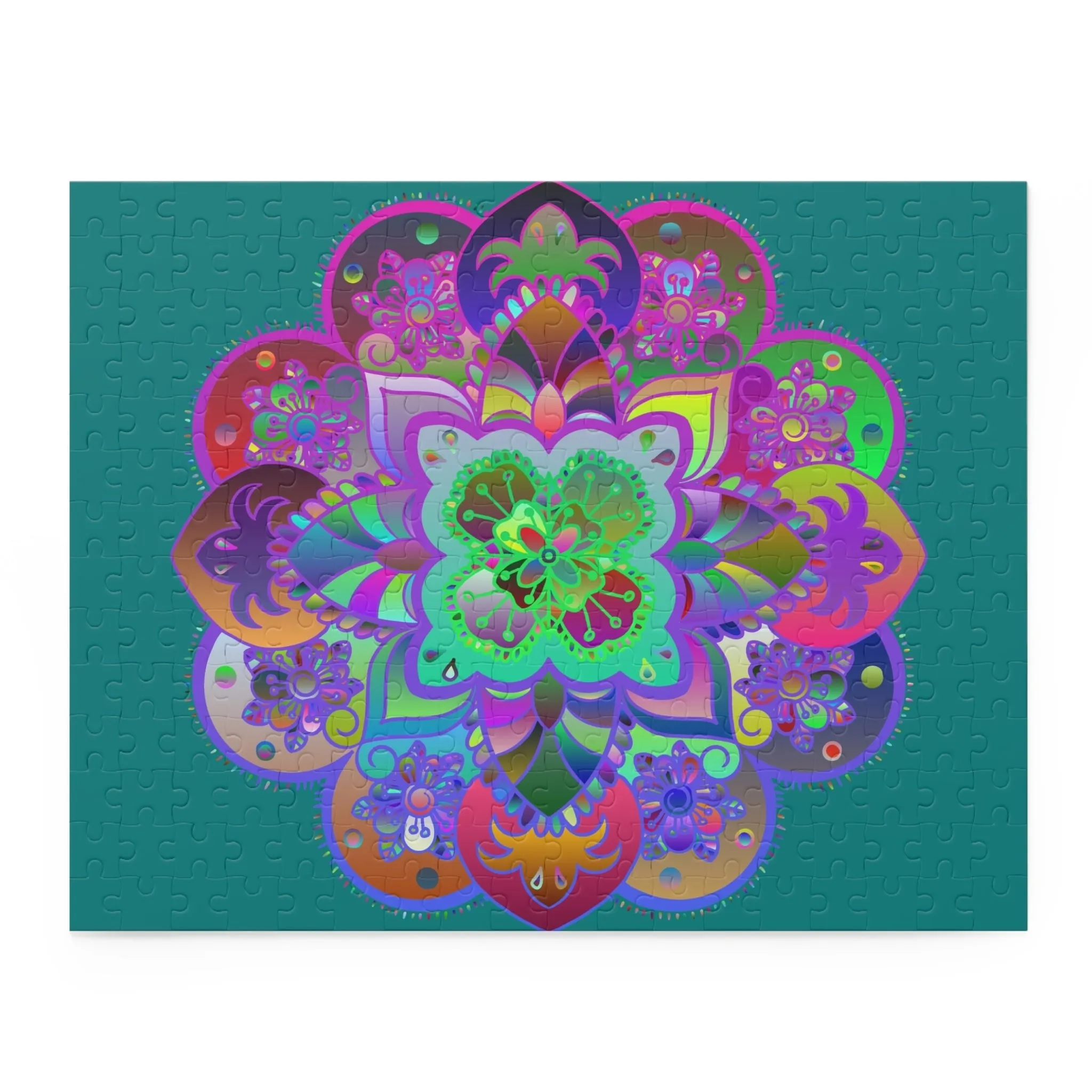 Handmade Mandala Puzzle on Petroleum Green - 2 Sizes