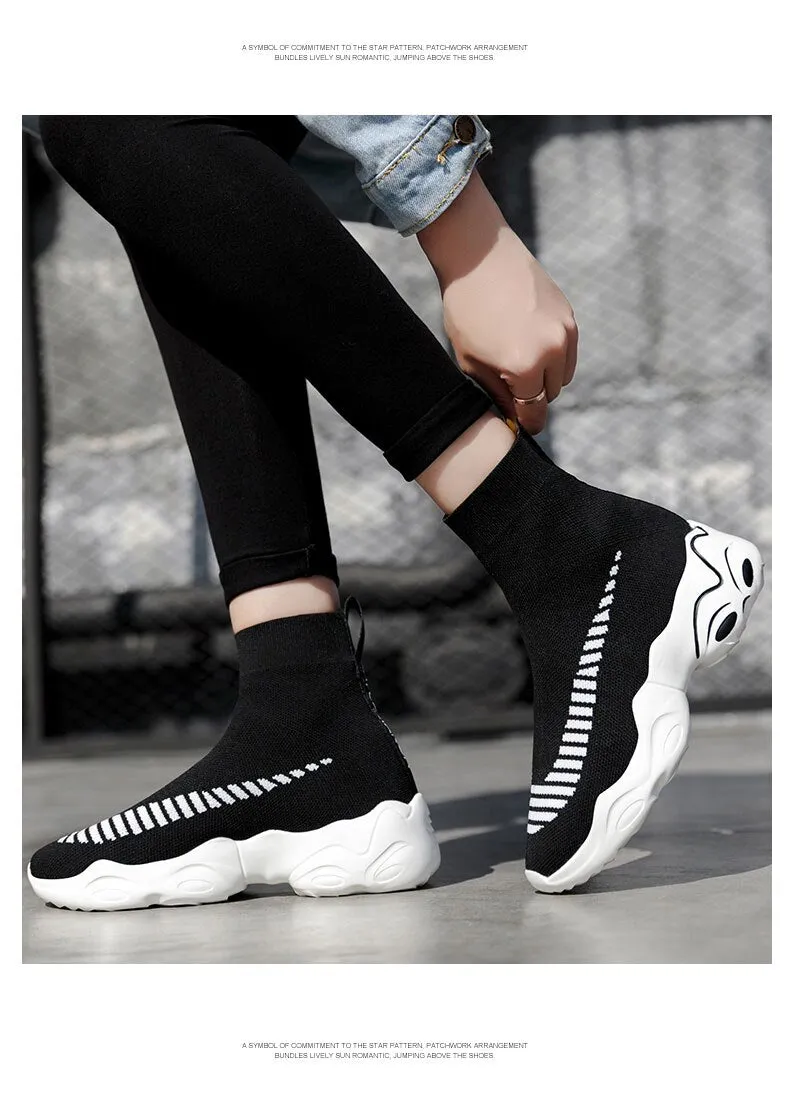 High Top Men Sneakers Women Elastic Socks Women Casual Shoes Unisex Trainers