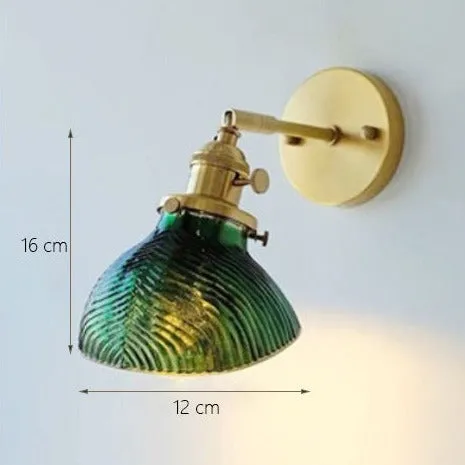 Japanese Style Minimalist Green Glass Chandelier and Wall Lamp