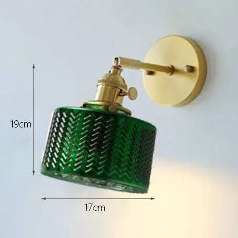 Japanese Style Minimalist Green Glass Chandelier and Wall Lamp