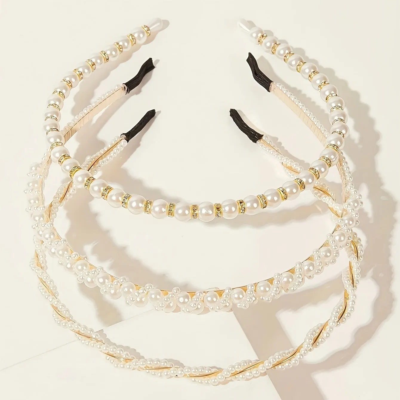 Light Luxury Faux Pearl Headband Trio for Elegant Events