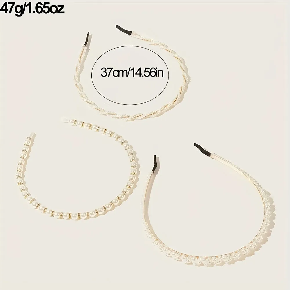 Light Luxury Faux Pearl Headband Trio for Elegant Events