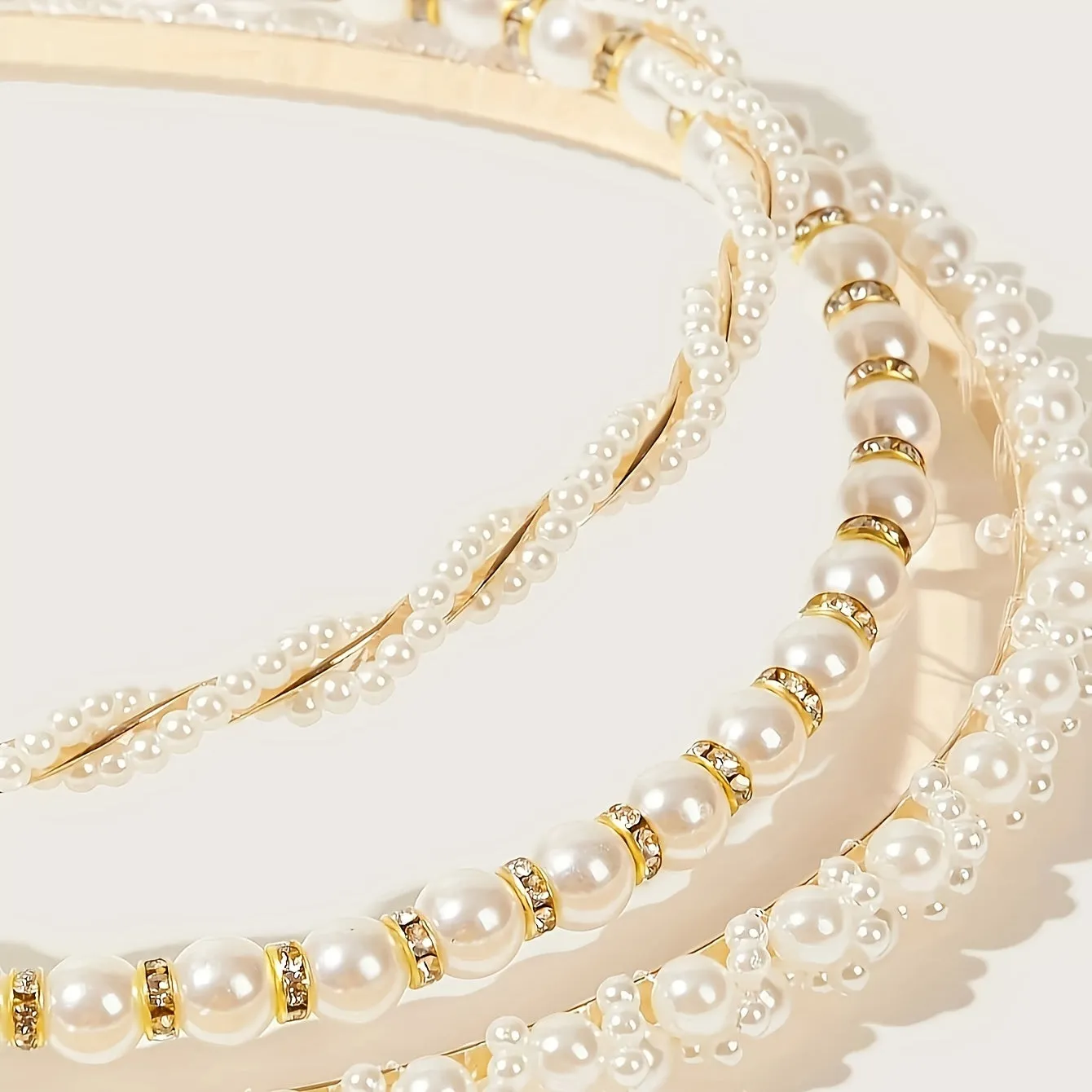 Light Luxury Faux Pearl Headband Trio for Elegant Events