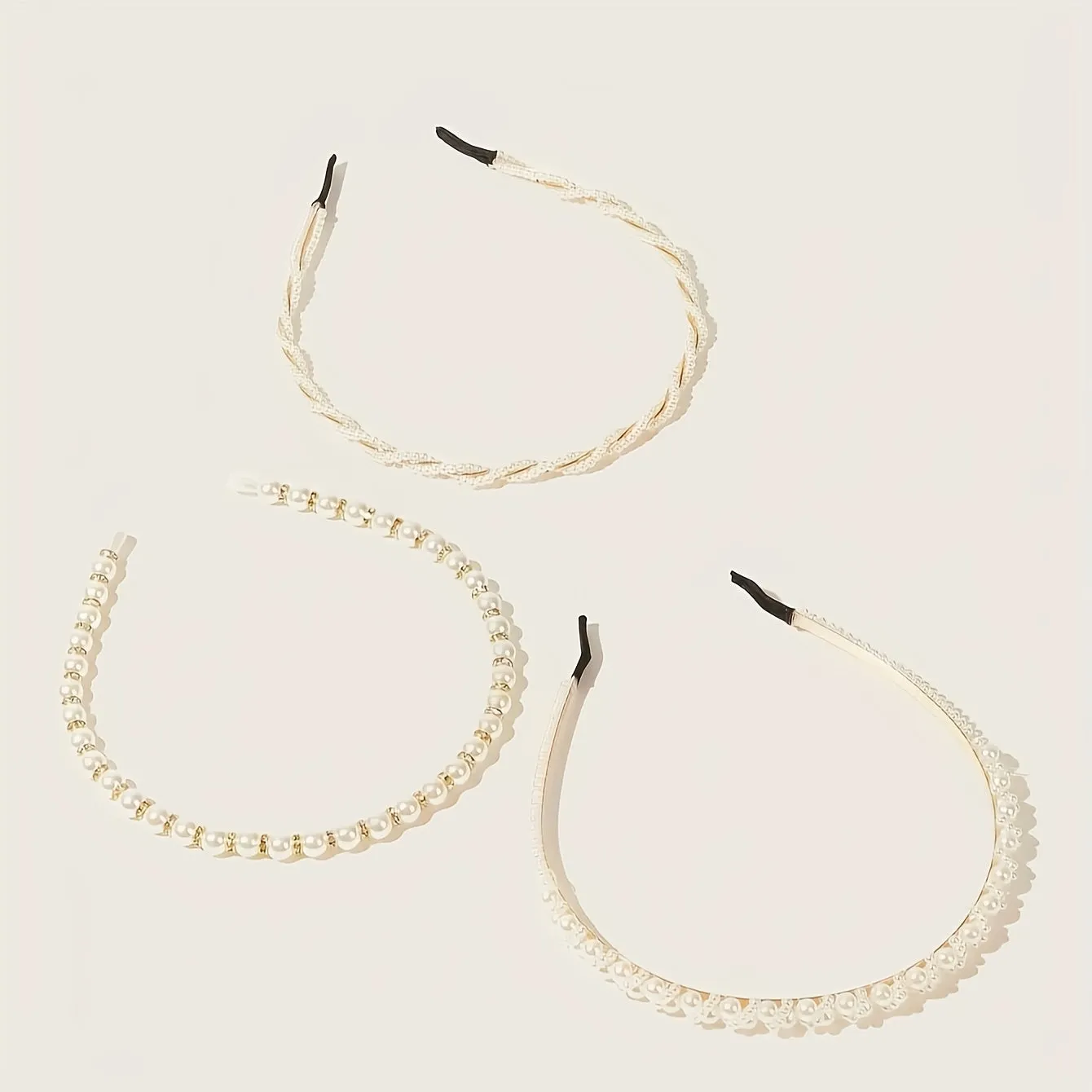 Light Luxury Faux Pearl Headband Trio for Elegant Events