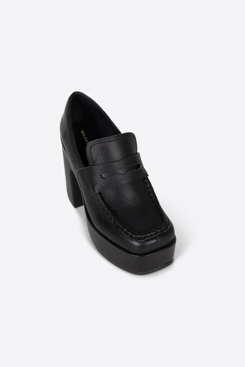 LINDO LEATHER LOAFER PLATFORM HEEL