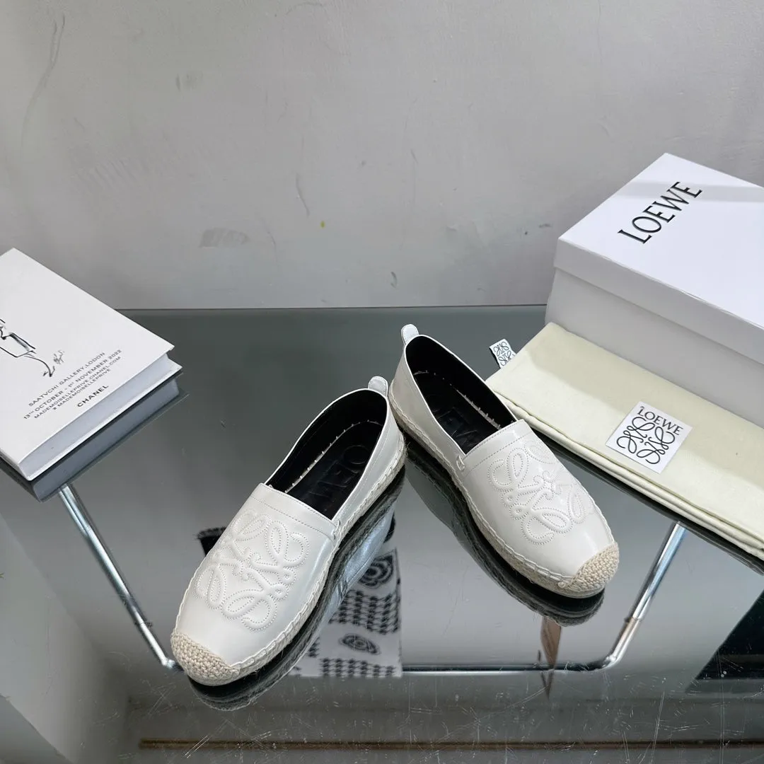 Loew Anagram Espadrille White Black Leather