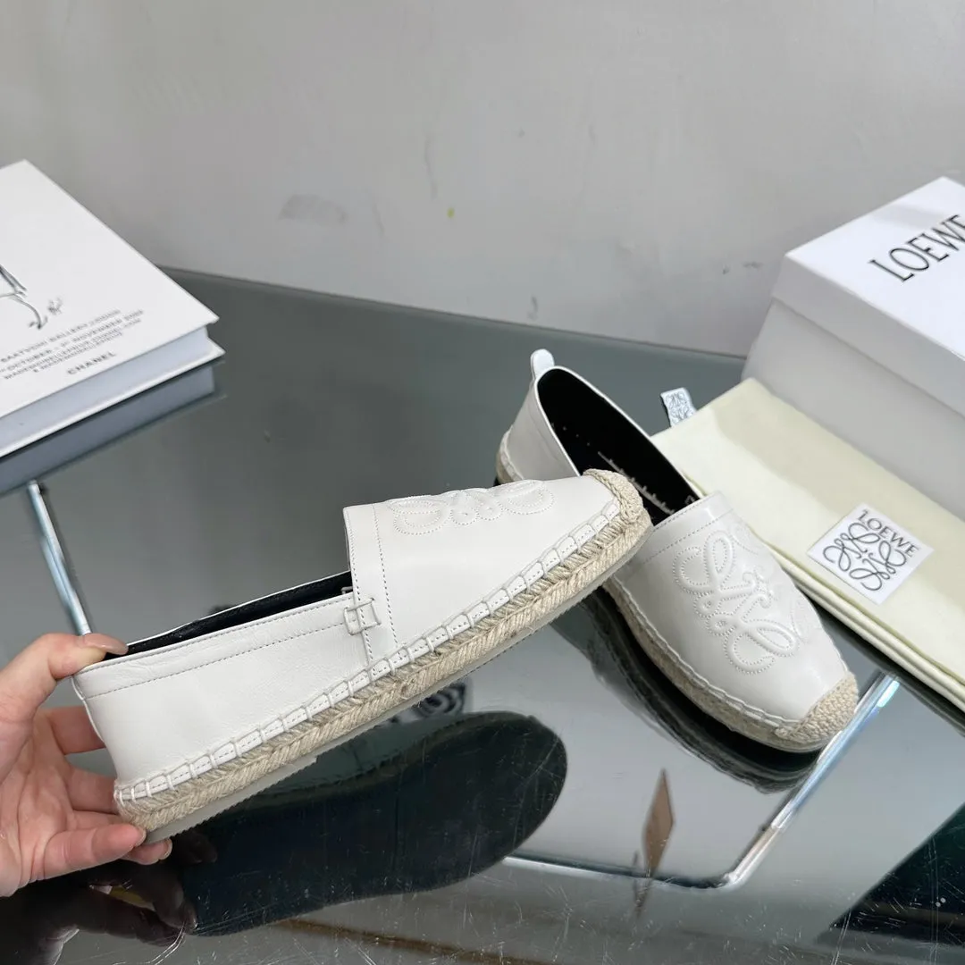 Loew Anagram Espadrille White Black Leather