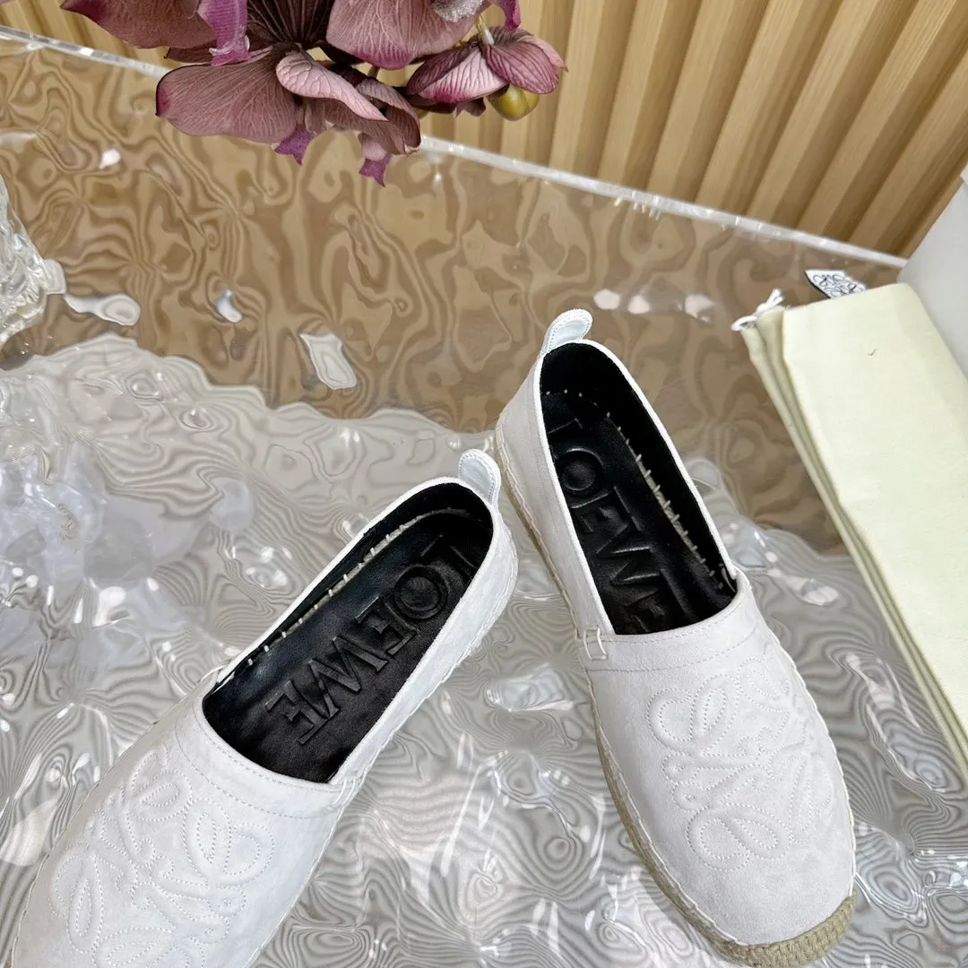 Loew Anagram Espadrille White Suede Black Calfskin