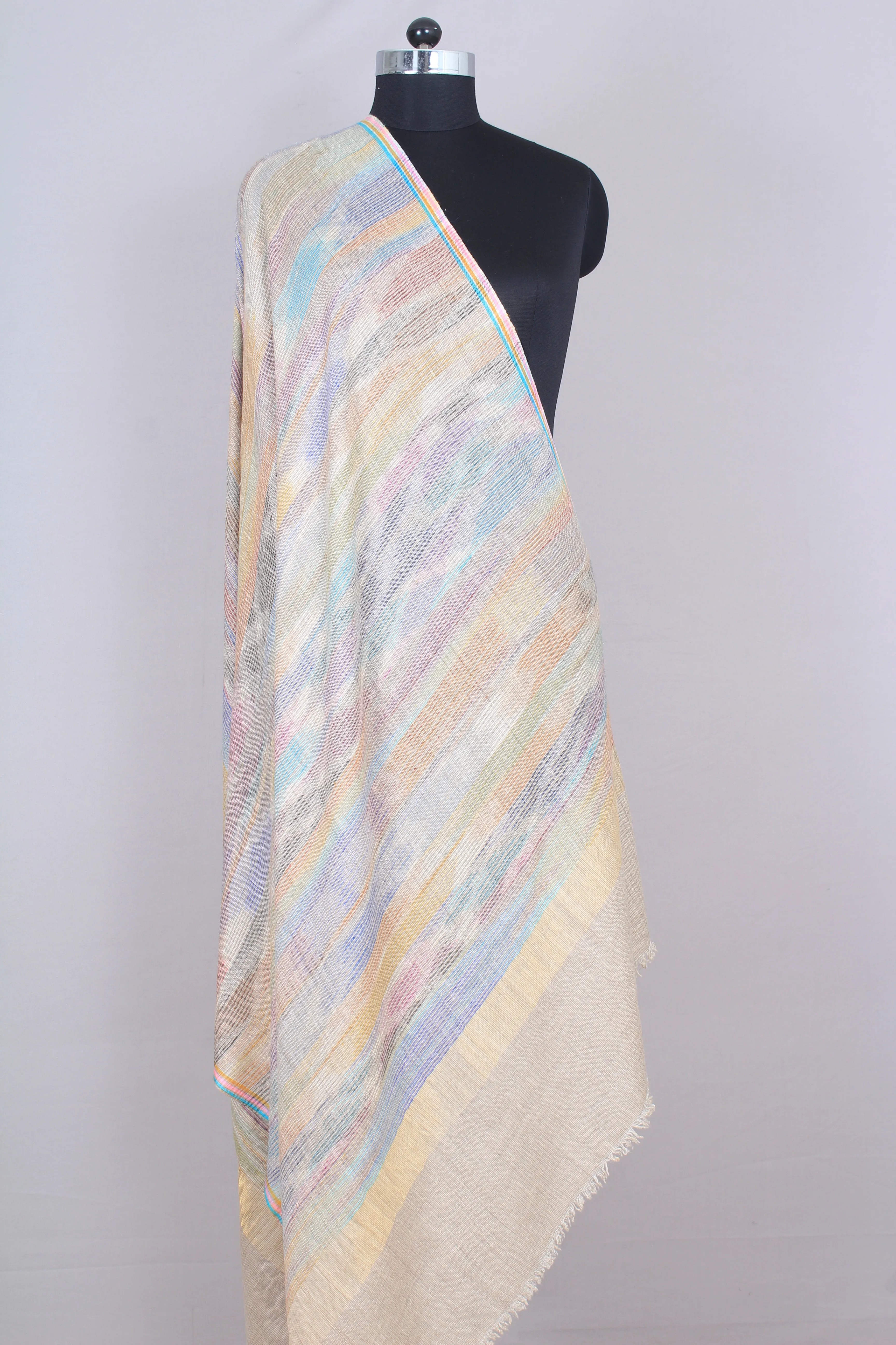 Melanie Metallic Strips Cashmere Shawls