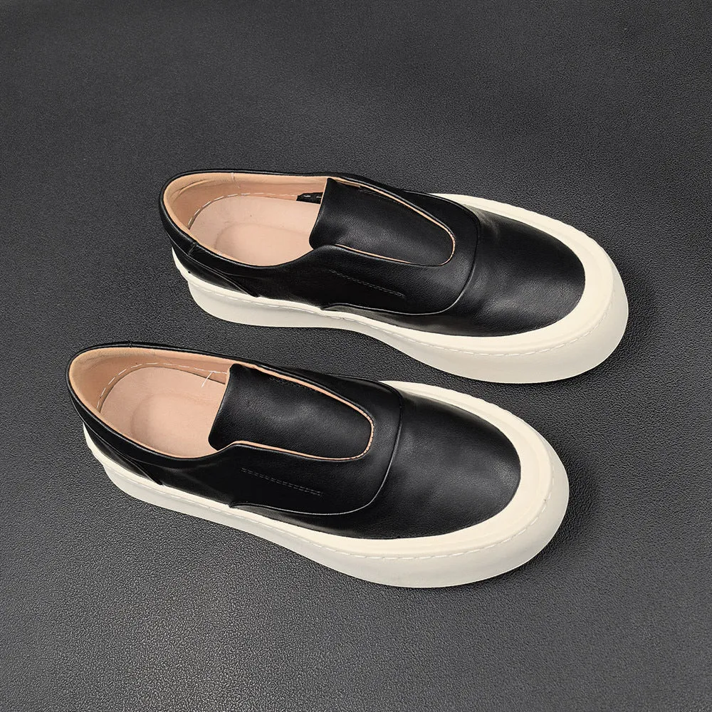 Men Minimalist Pure Leather Flat Casual Loafers