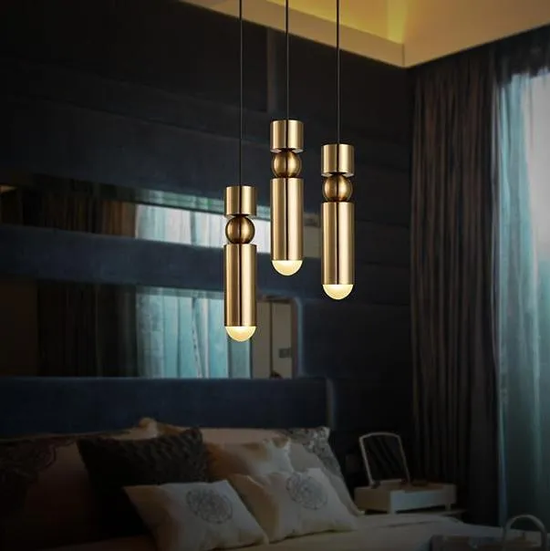 Modern LED Pendant Light Gold Metal Light Fixture Bulb Included