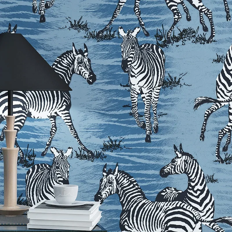 Modern Zebra Flocking Non-Woven Wallpaper (5.3 ㎡)