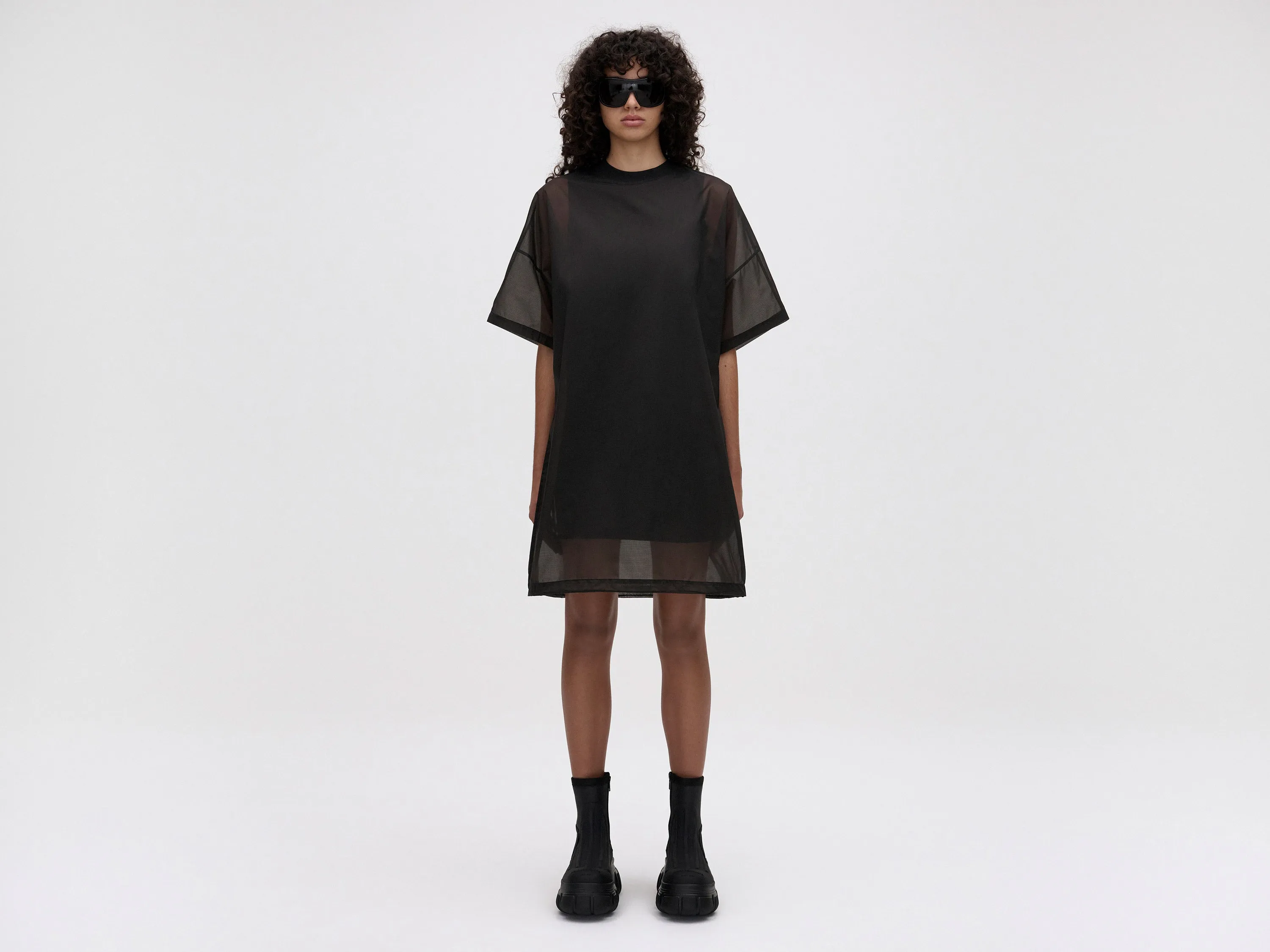 OS LAYERED T-DRESS - BLACK