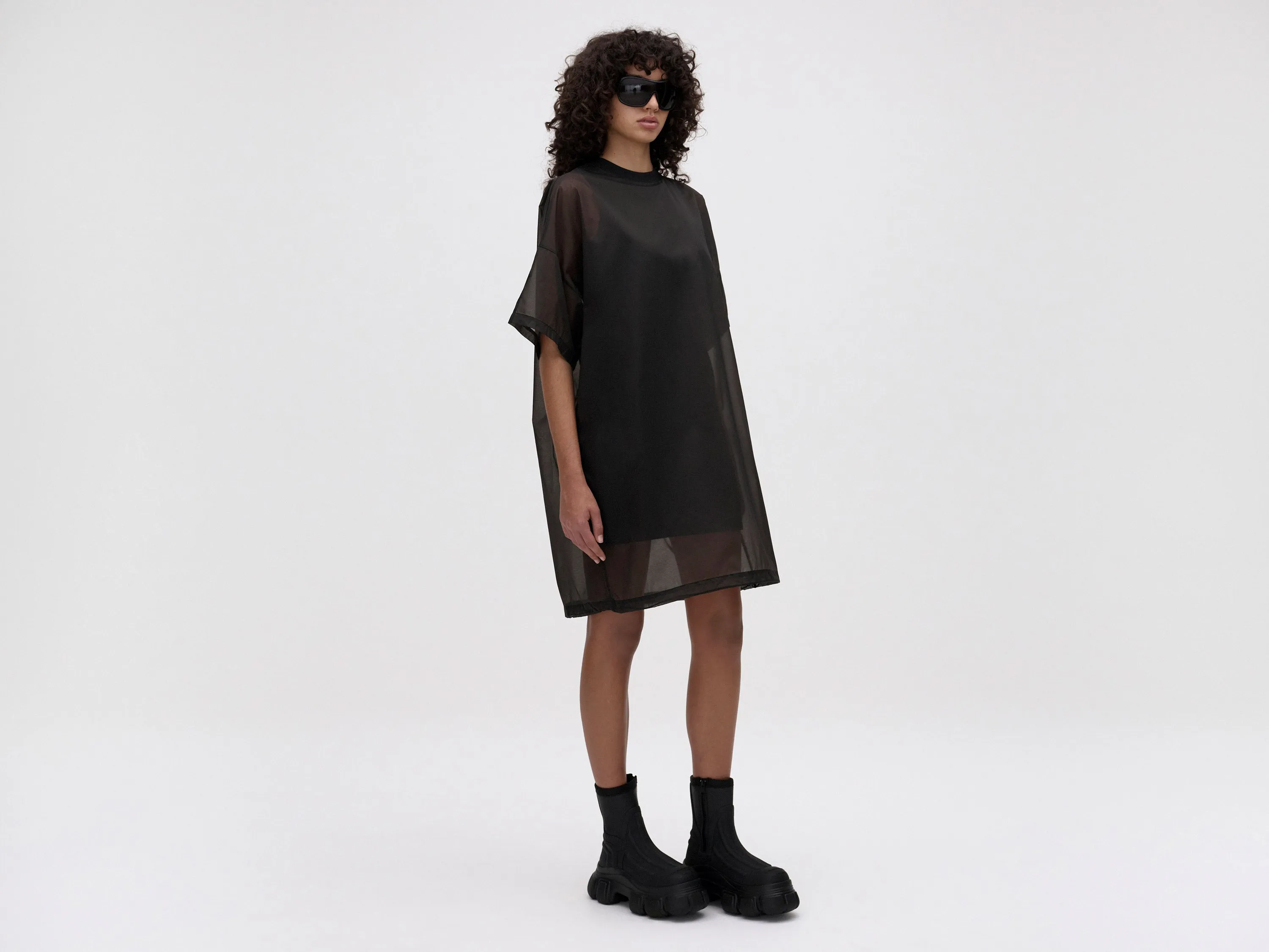 OS LAYERED T-DRESS - BLACK