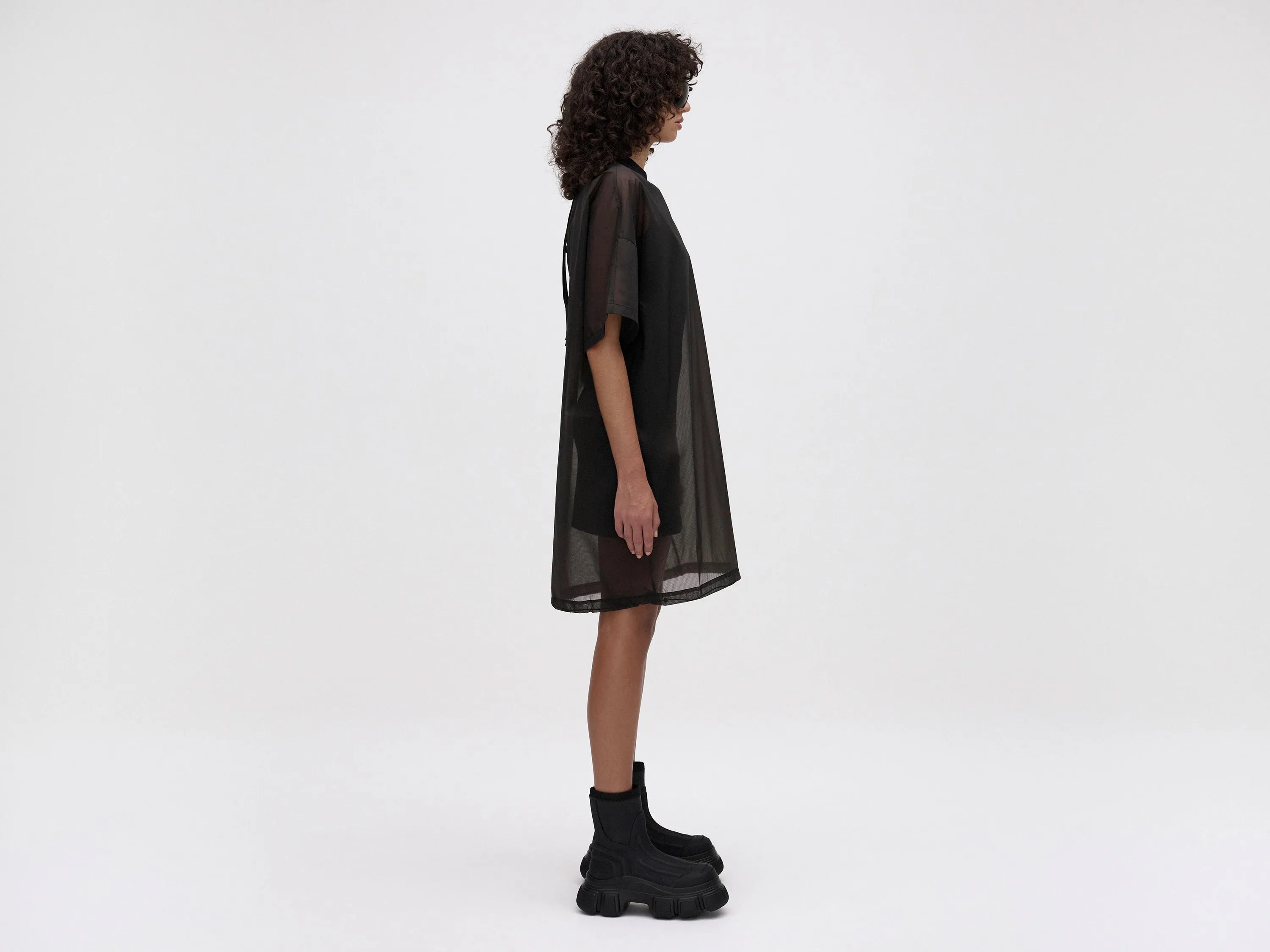 OS LAYERED T-DRESS - BLACK