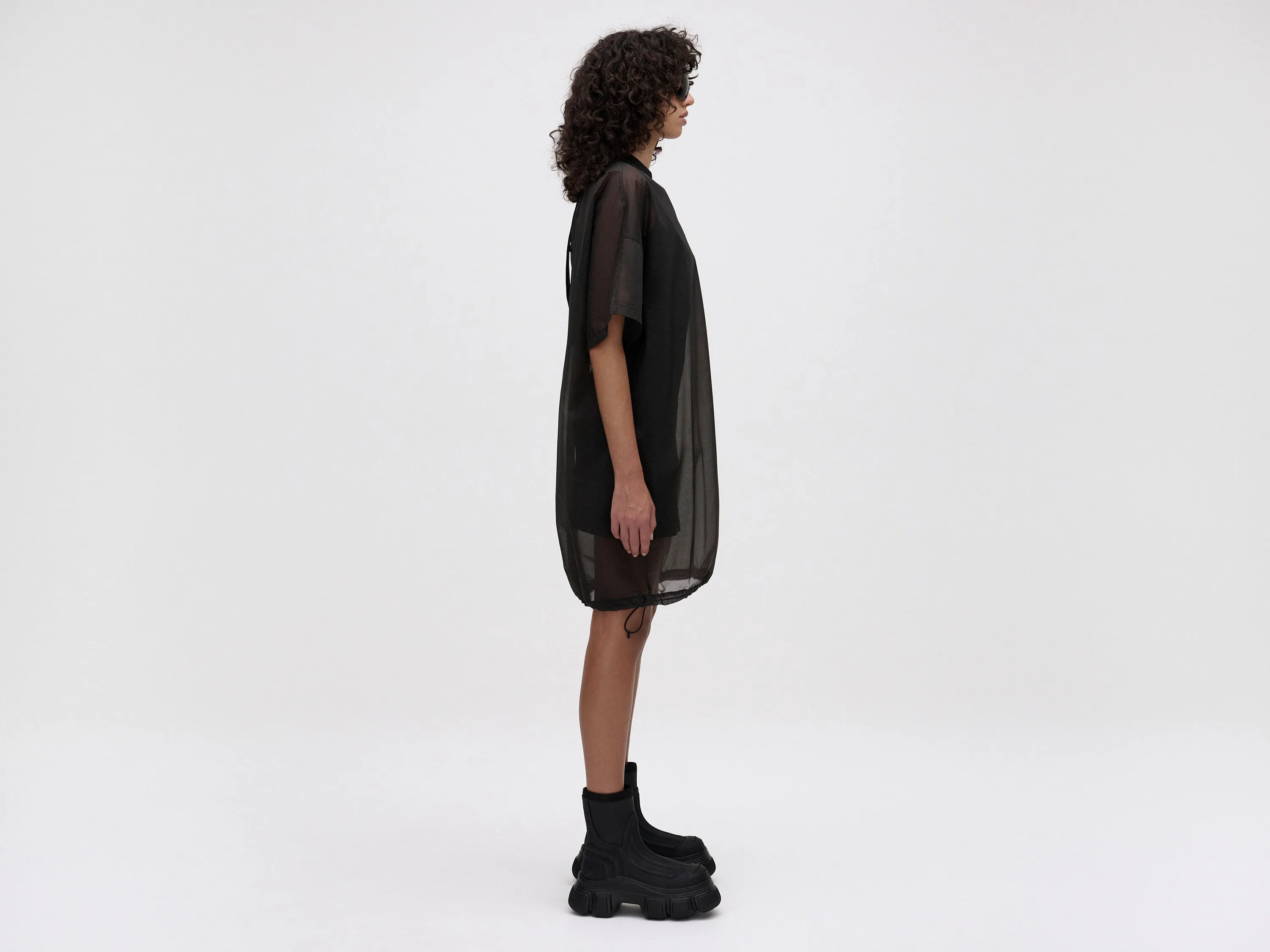 OS LAYERED T-DRESS - BLACK