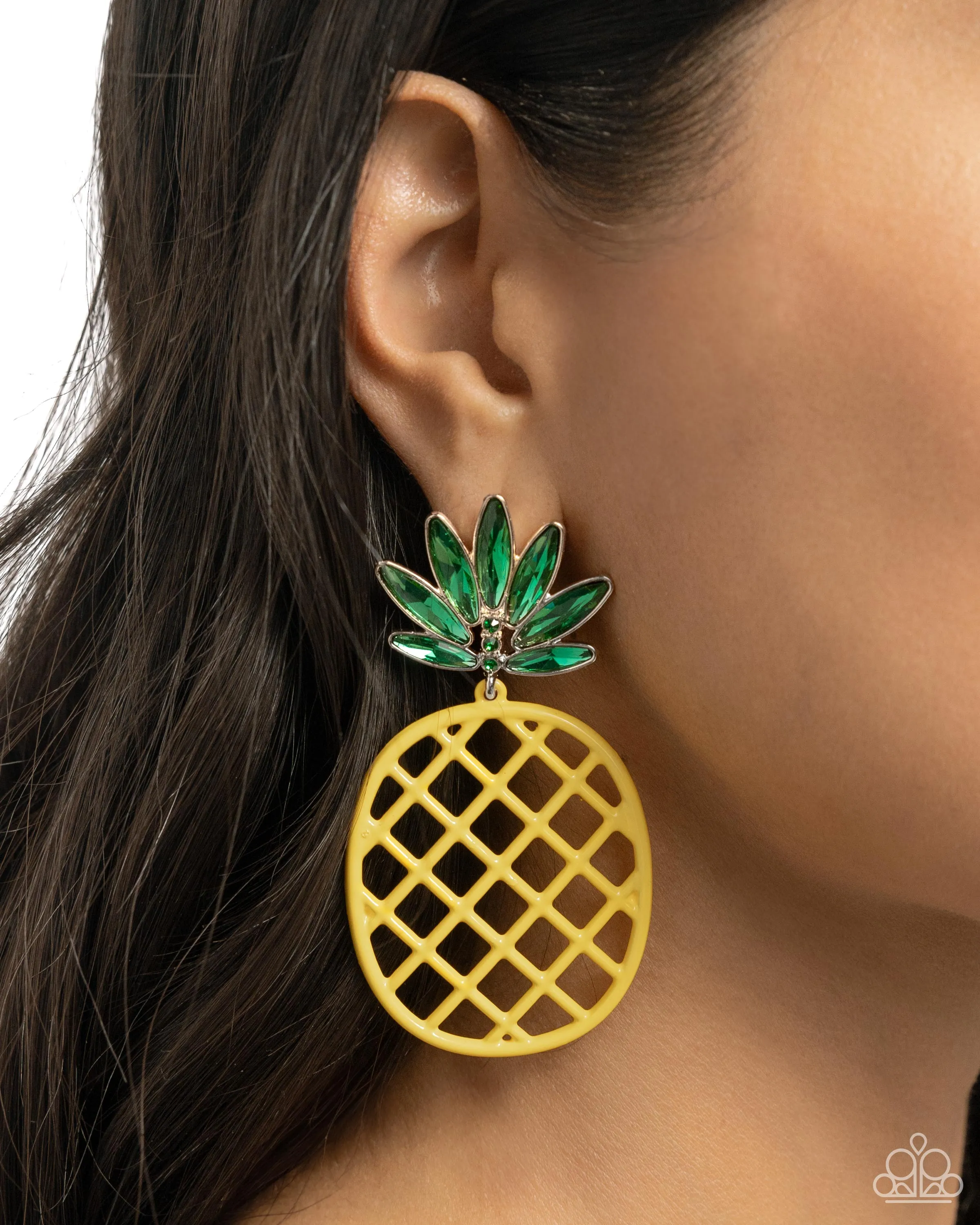 Paparazzi Pineapple Passion Yellow Post Earrings