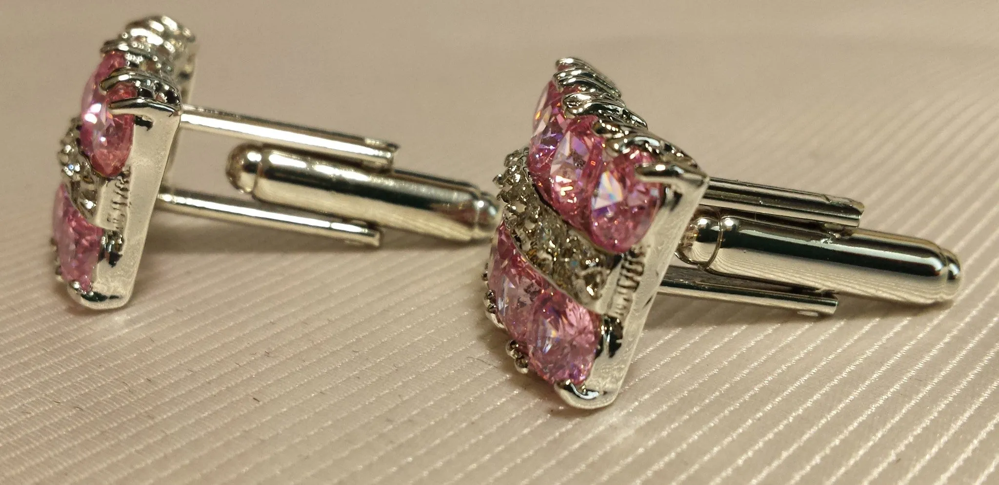 Pink Crystal Cufflinks