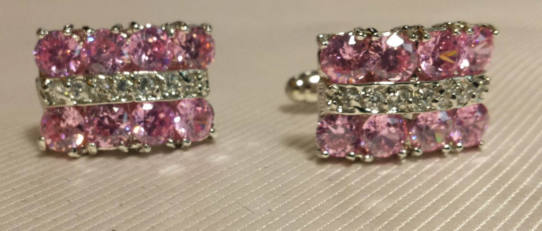 Pink Crystal Cufflinks