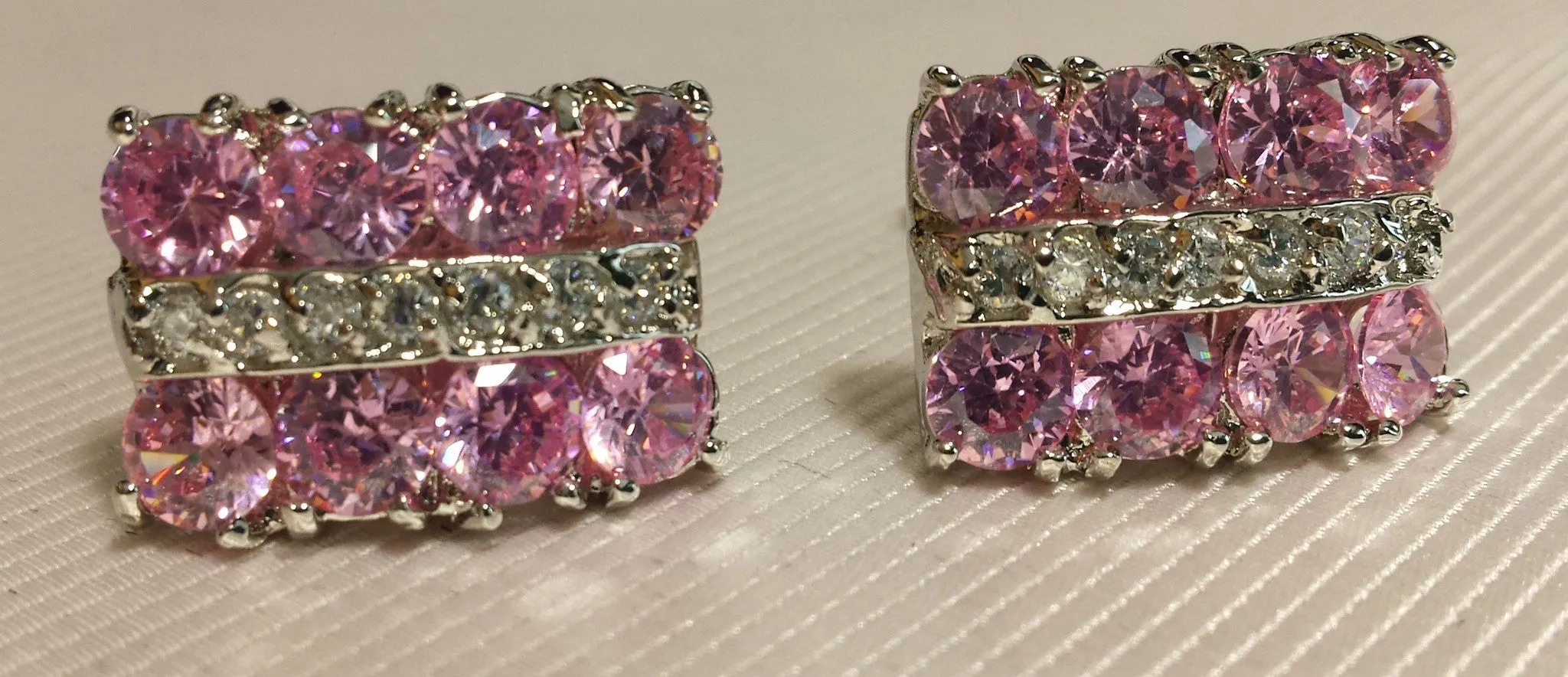 Pink Crystal Cufflinks