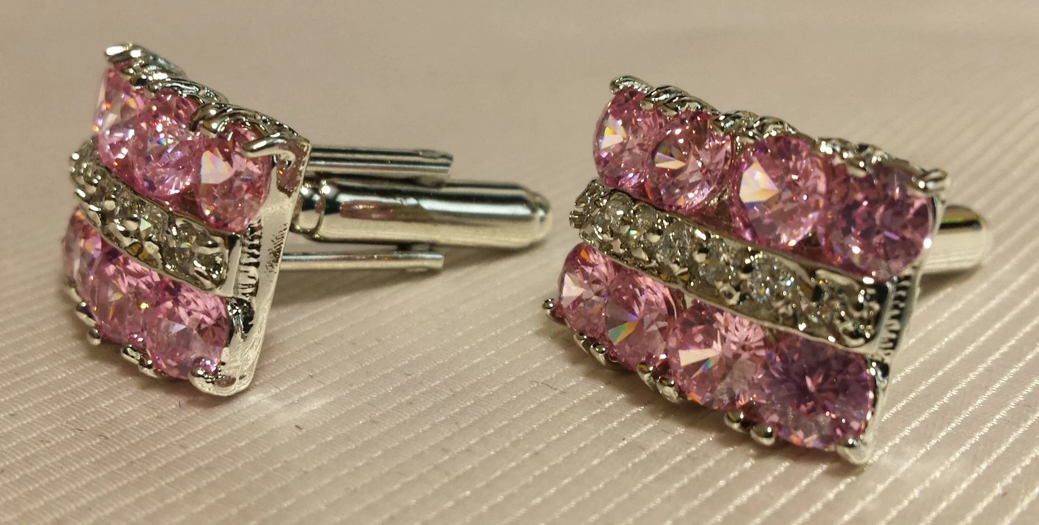 Pink Crystal Cufflinks