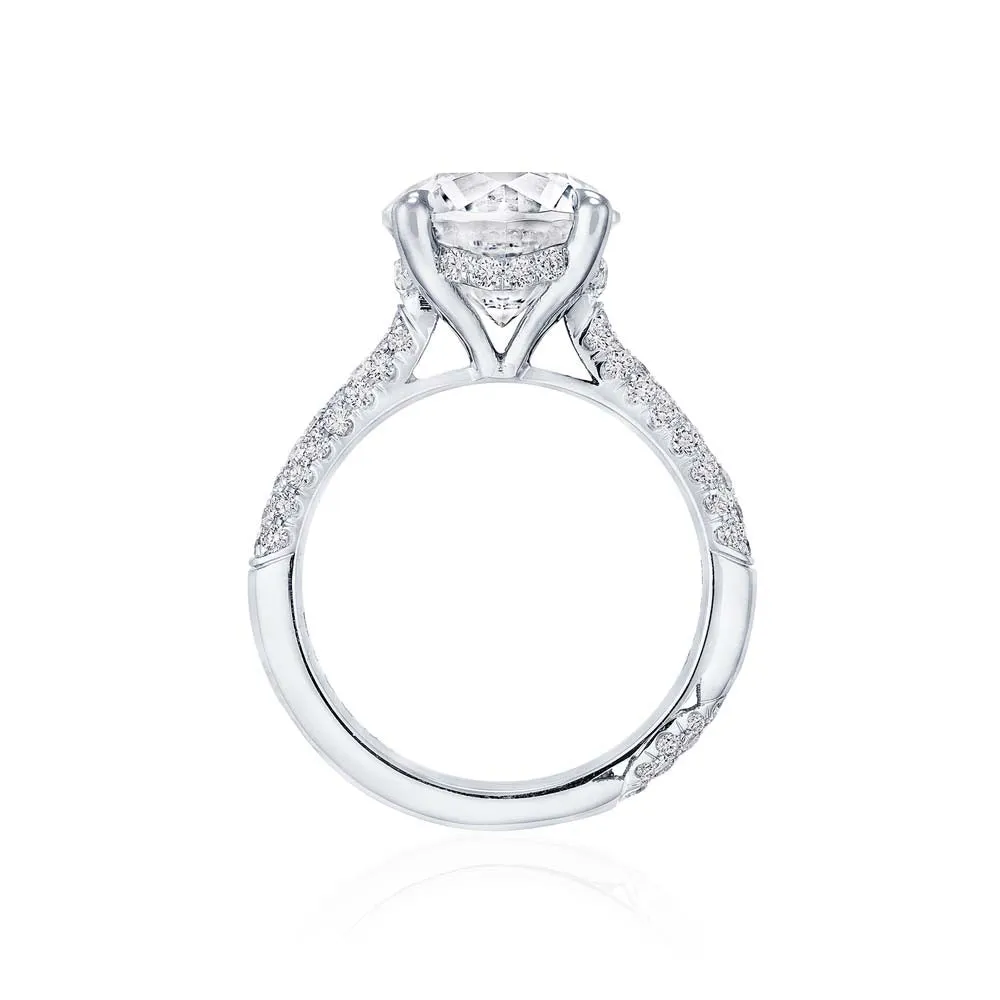 Platinum Three-Row Pave Diamond Engagement Ring