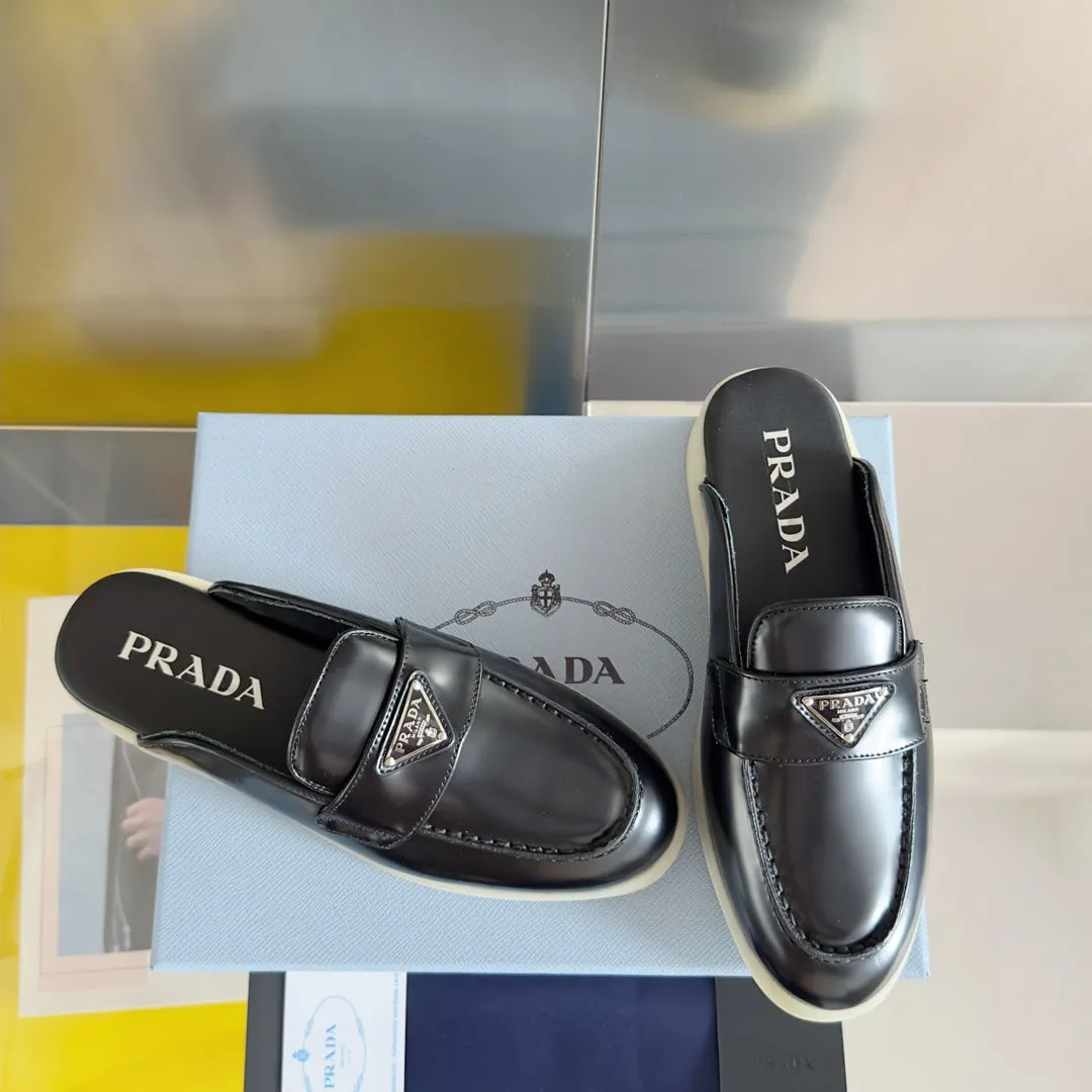 Pra Black Leather Mule 25mm Rubber Sole