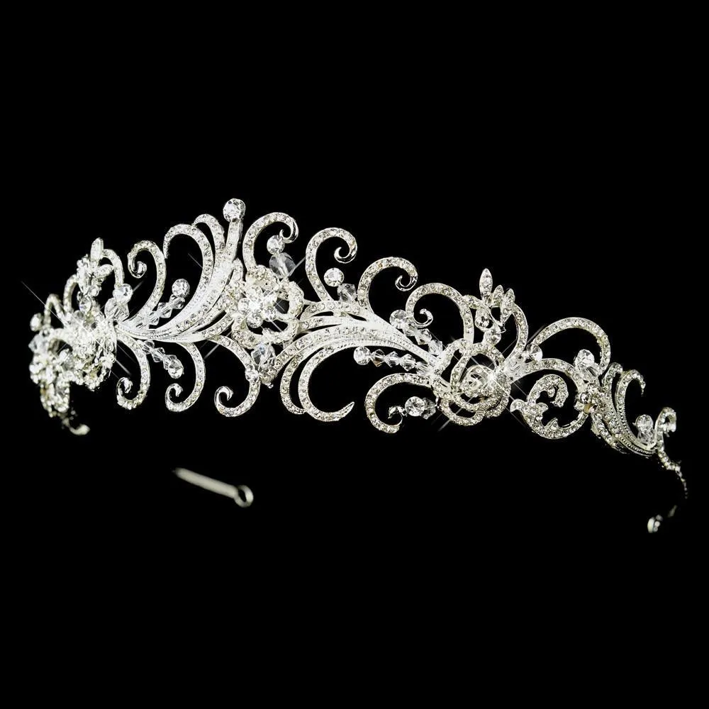 Retro Look Silver Crystal Swirl Tiara Headband