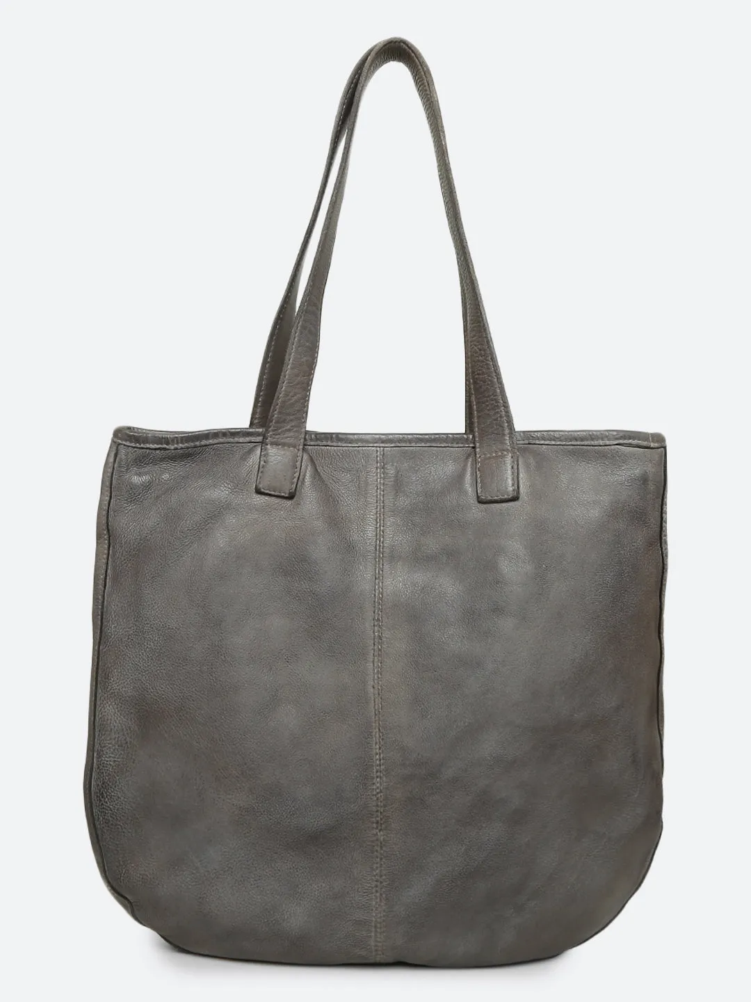 Rhoda: Grey Leather Shopper With Lazer Quote