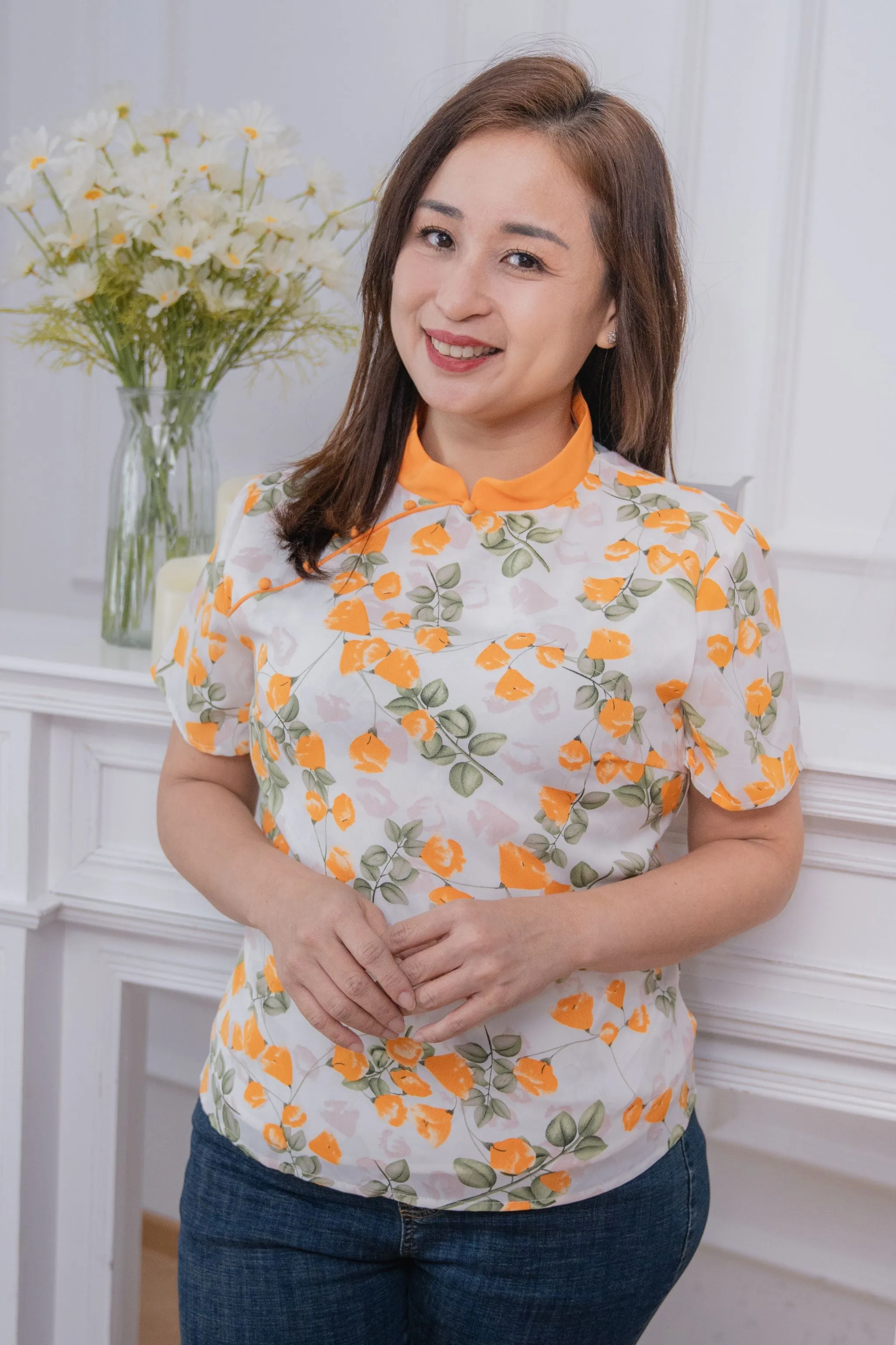 Rose Flower Cheongsam Blouse