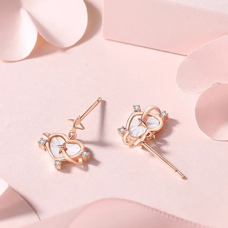 Rose Gold Heart Stud Earrings