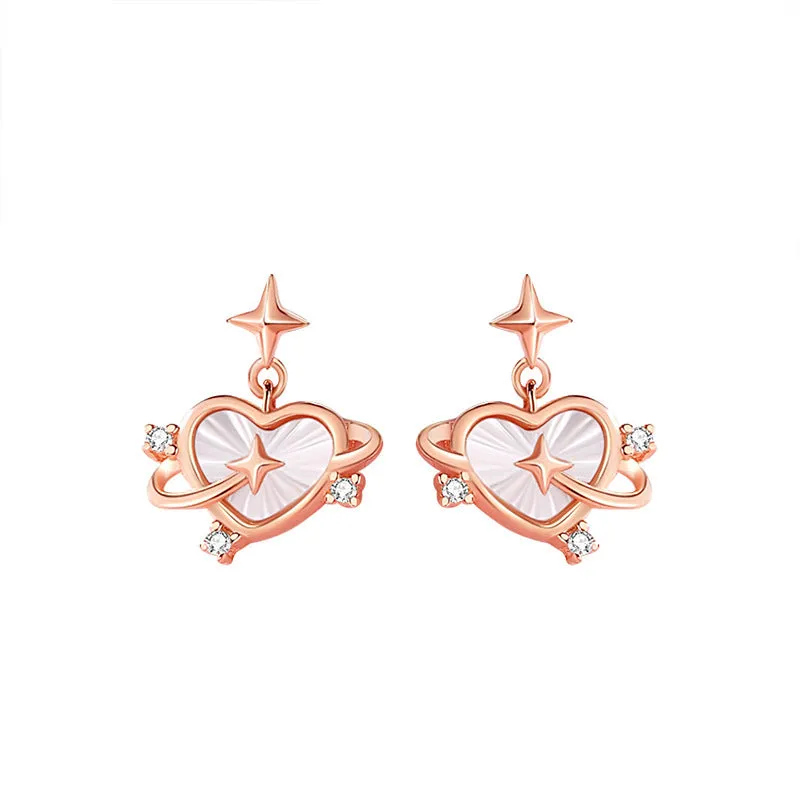 Rose Gold Heart Stud Earrings