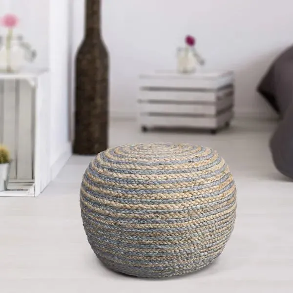 Serena 99702NGY Natural/Grey Pouf