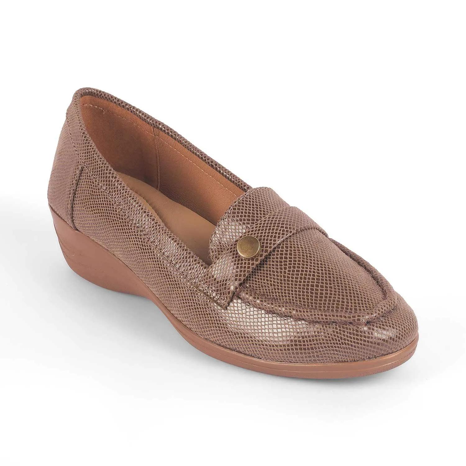 Tresmode Marcoval Brown Women's Dress Wedge Loafers