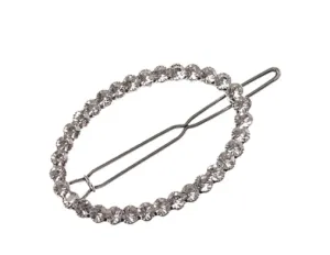 Vintage Style Oval hair Clip - Antique Silver/Clear by Hot Tomato