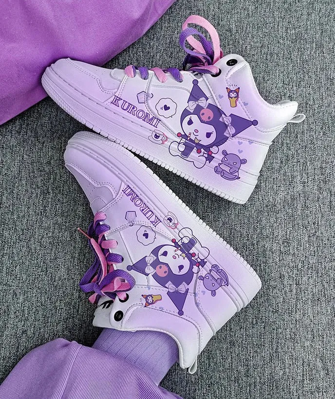 Warrior x Kuromi Inspired Purple and White Gradient High-Top Sneakers Trainers Runners