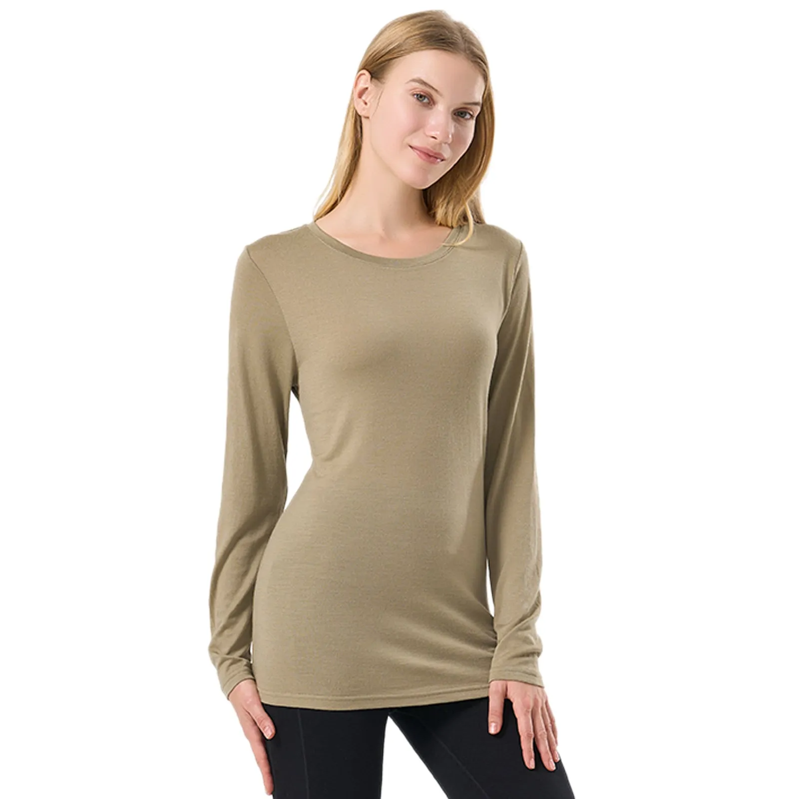 Women's Merino 170g Classic All-Season Base Layer Crew Dark Olive