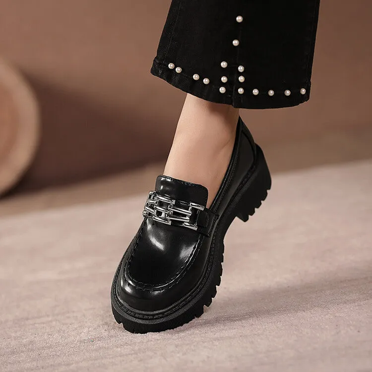 Women's Round Toe Platform Loafers