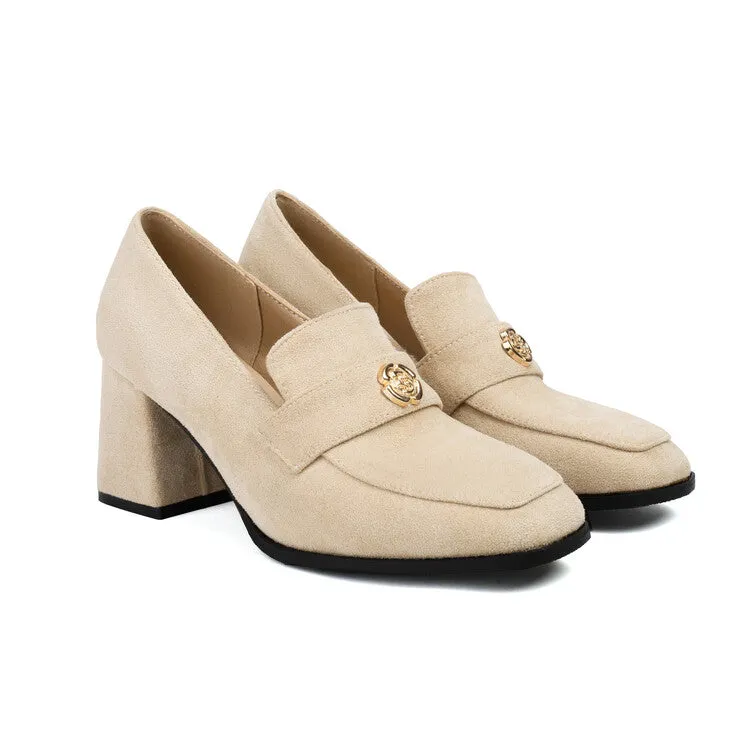 Women's Square Toe High Heel Loafers