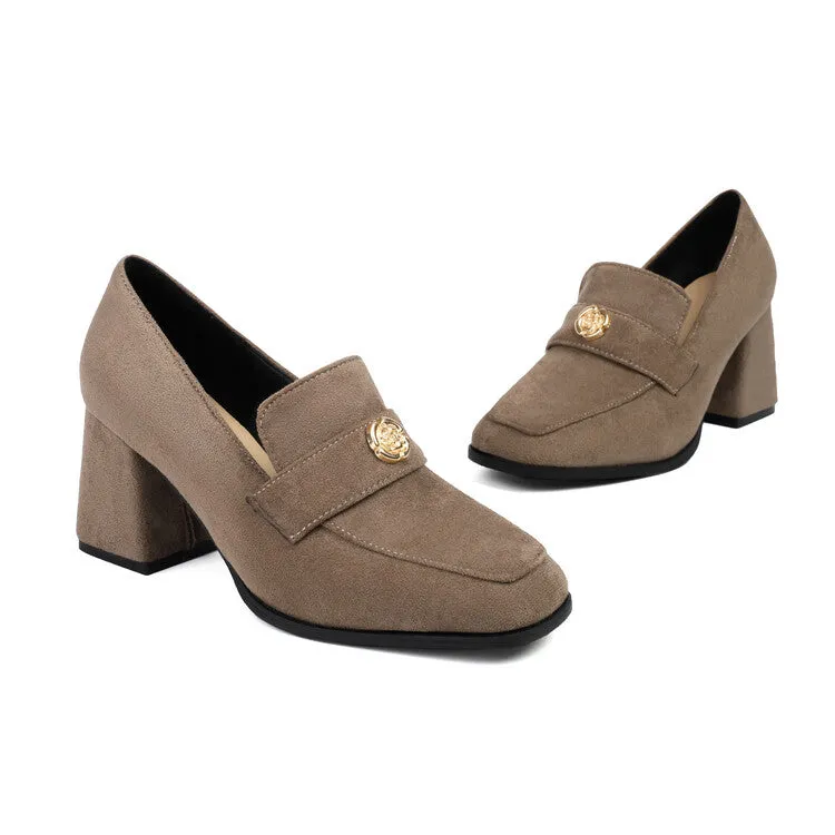 Women's Square Toe High Heel Loafers