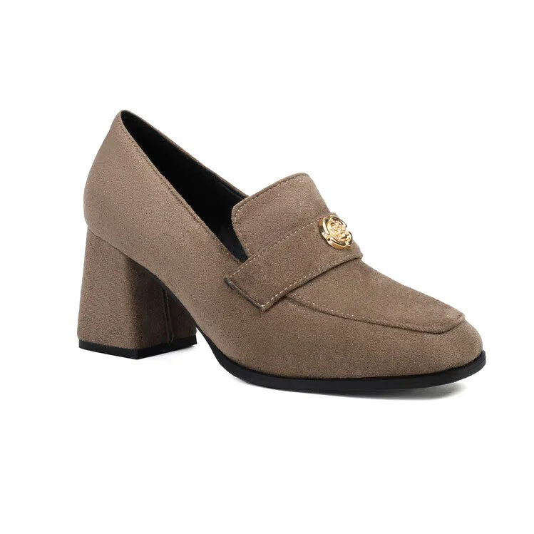 Women's Square Toe High Heel Loafers