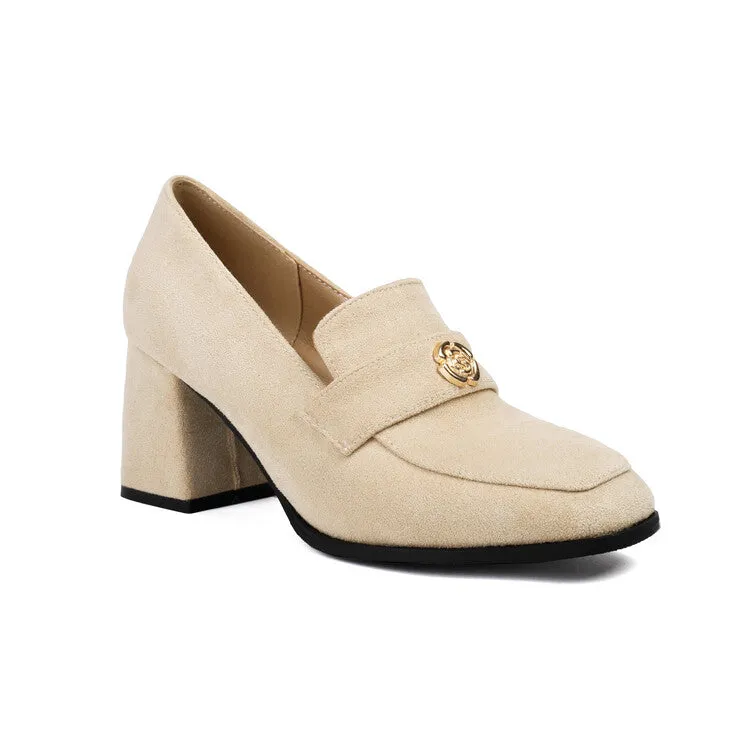 Women's Square Toe High Heel Loafers