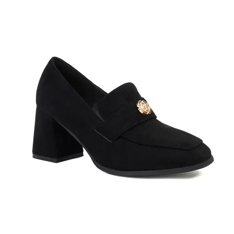 Women's Square Toe High Heel Loafers